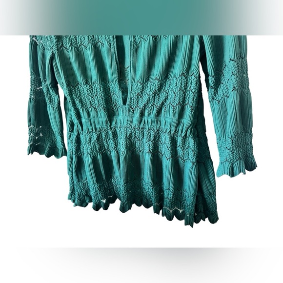 Free People Fire Island Knit Blouse Green Size S - Picture 8 of 14